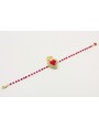 Pulsera cadena facetadas rojas con sagrado corazón