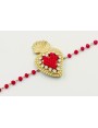Pulsera cadena facetadas rojas con sagrado corazón