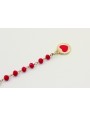 Pulsera cadena facetadas rojas con sagrado corazón