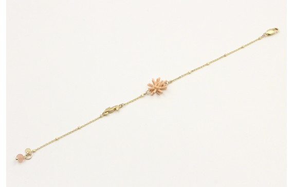 Pulsera cadena microbola en oro mate con estrella 