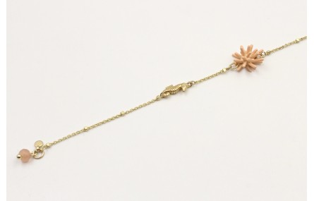 Pulsera cadena microbola en oro mate con estrella 