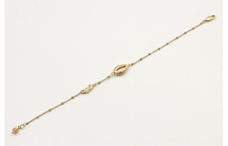 Pulsera cadena bola esmaltada verde con concha oro