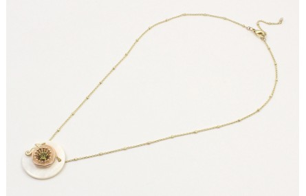 Collar cadena microbola oro mate con disco de naca