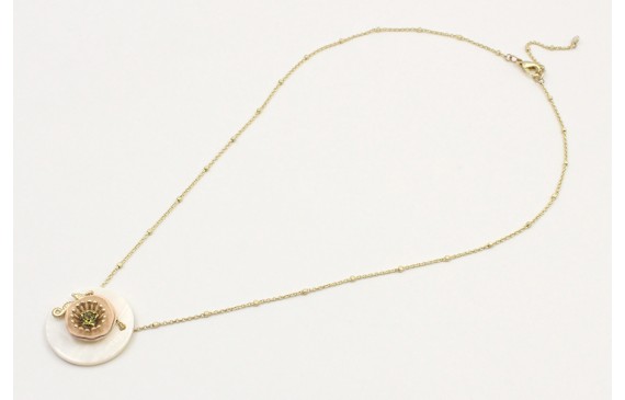 Collar cadena microbola oro mate con disco de naca