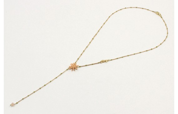 Collar forma Y con cadena bola esmatada verde con 