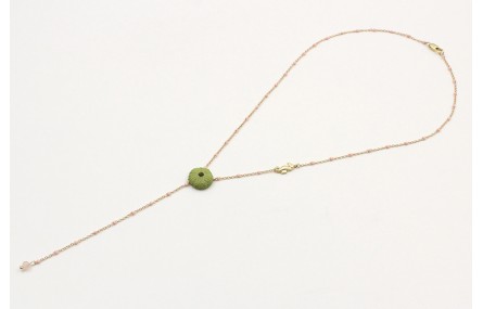 Collar forma Y con cadena bola esmatada rosa con c