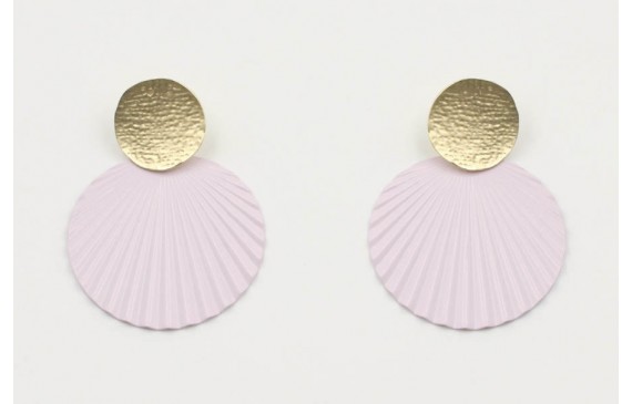 Pendientes perno disco oro mate y disco ondulado e