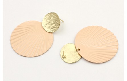 Pendientes perno disco oro mate y disco ondulado e