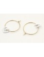 Pendientes aro dorado con corazón hueco blanco