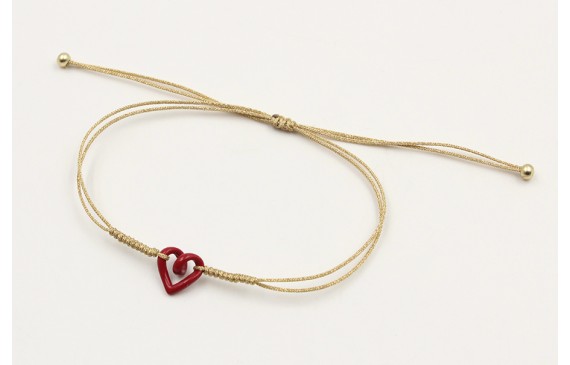 Pulsera nudo serpiente dorado con corazón hueco ro