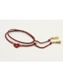 Pulsera trenzada hilo rojo vivo y oro con chapa co