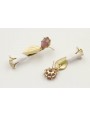 Pendientes perno cristal morado opal, hoja oro mat