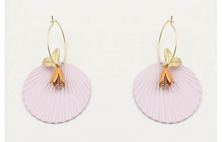 Pendientes aro oro mate mediano con disco ondulado