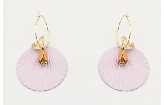 Pendientes aro oro mate mediano con disco ondulado