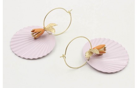 Pendientes aro oro mate mediano con disco ondulado