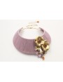 Collar rigido forrado con hilo macrame lila con fl