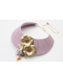 Collar rigido forrado con hilo macrame lila con fl