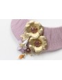 Collar rigido forrado con hilo macrame lila con fl