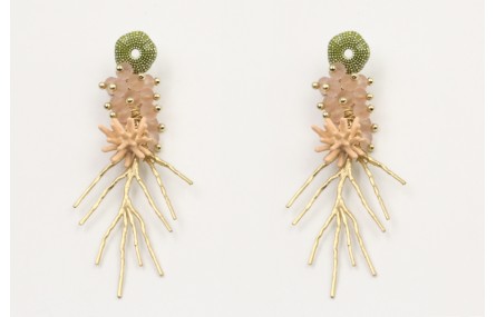 Pendientes perno caracol mar verde con facetadas r