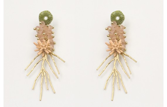 Pendientes perno caracol mar verde con facetadas r