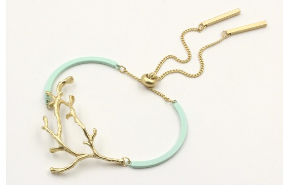 Pulsera semirrigida en turquesa con rama de coral 