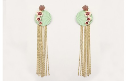 Pendientes perno brillo morado opal, disco ondulad