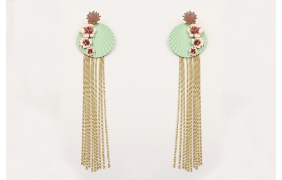 Pendientes perno brillo morado opal, disco ondulad