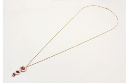 Solitario cadena eslabón plano oro mate con trio f