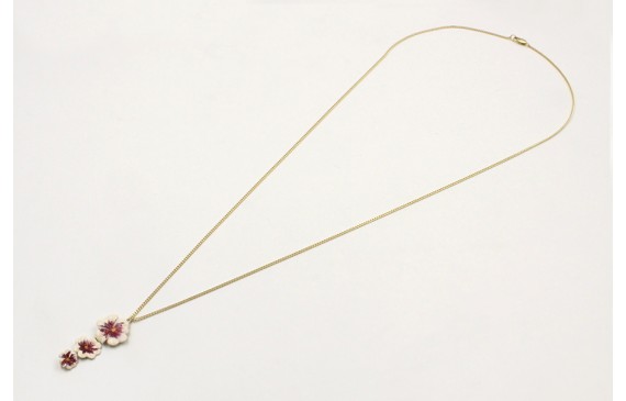 Solitario cadena eslabón plano oro mate con trio f