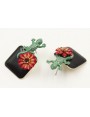 Pendientes perno lagarto verde con cuadrado esmalt