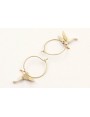 Pendientes aro oro mate colibri blanco. Largo 3cm.