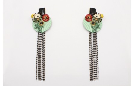 Pendientes perno rectangulo esmaltado negro, pieza