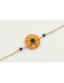 Pulsera cadena microbola oro amte con flor esmalta