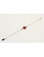 Pulsera cadena microbola oro amte con flor esmalta