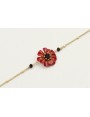 Pulsera cadena microbola oro amte con flor esmalta