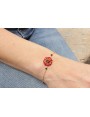 Pulsera cadena microbola oro amte con flor esmalta