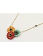 Collar cadena microbolas oro mate con trio flores 