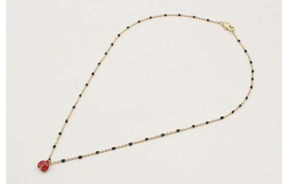 Collar cadena eslabón y microbola negra con colgan