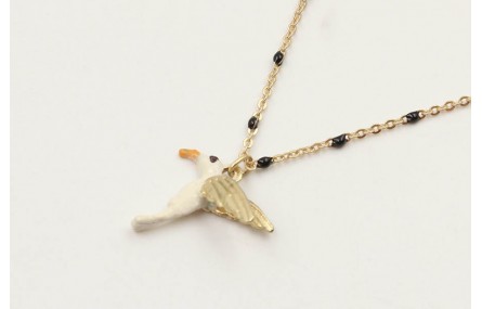 Collar cadena eslabón y microbola negra con colgan