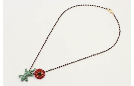 Collar cadena miyuki negra con colgante lagarto ve
