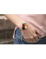 Pulsera semirigida oro mate con centro de flores e