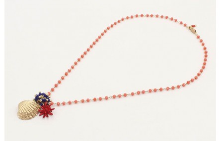 Collar cadena facetadas coral con colgante de alme