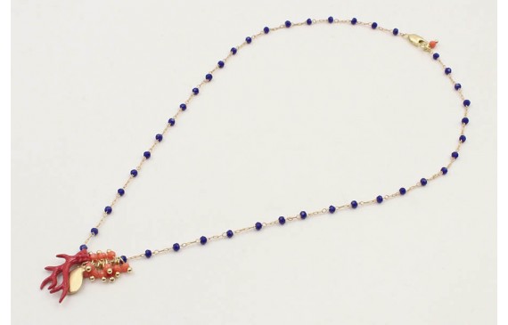 Collar cadena facetadas azulonas con burruño facet