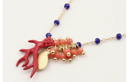 Collar cadena facetadas azulonas con burruño facet