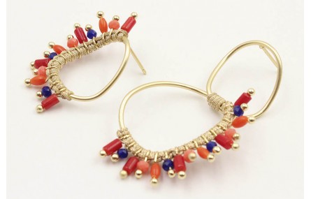 Pendientes irregulares con corales y facetadas cos