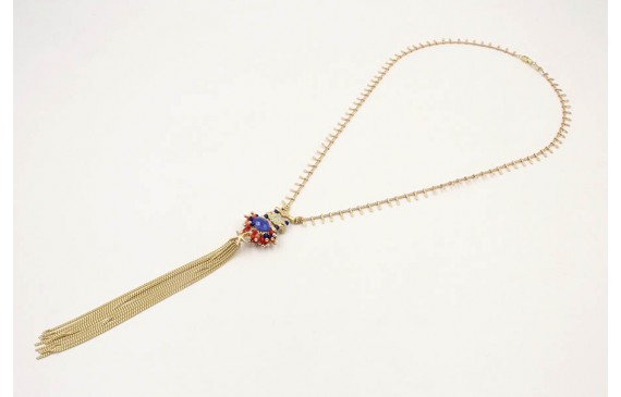 Collar cadena cerillas oro mate con piezas dobles,