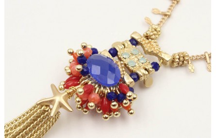 Collar cadena cerillas oro mate con piezas dobles,