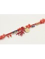 Pulsera corales rosas con colgantes de almeja,sol,