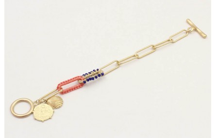 Pulsera cadena eslabón grande con dos eslabones fo