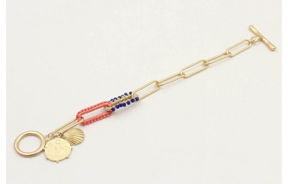 Pulsera cadena eslabón grande con dos eslabones fo